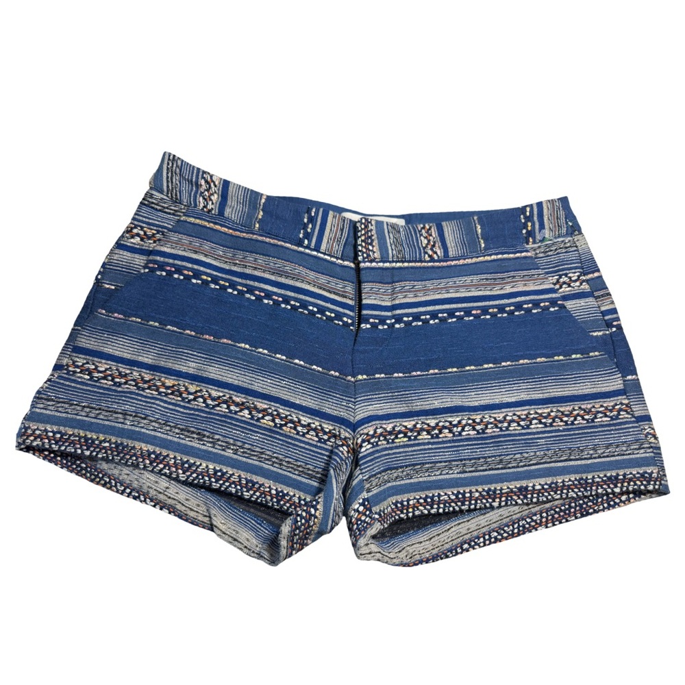 Joie Shelley Boho Woven Shorts Blue Stripe Embroidered Size 8 - Picture 4 of 13